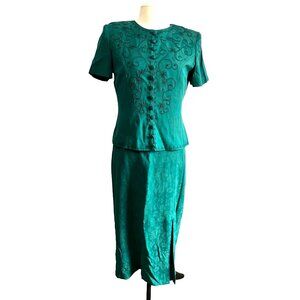 Vintage Cottage Core Dress Teal Green Sz 10 (Medium) Womens by Karin Stevens But